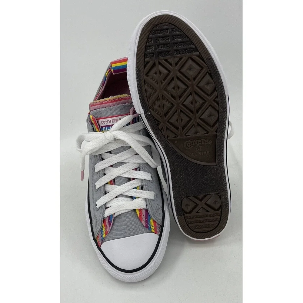 Converse All‎ Star 669818F Gray Rainbow Stripe Low Sneaker Shoes Juniors Size 3